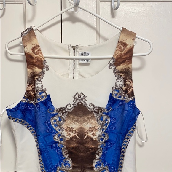 Angel Biba Size 12 Blue Brown Embellished Sequin Mini Dress - Picture 4 of 9